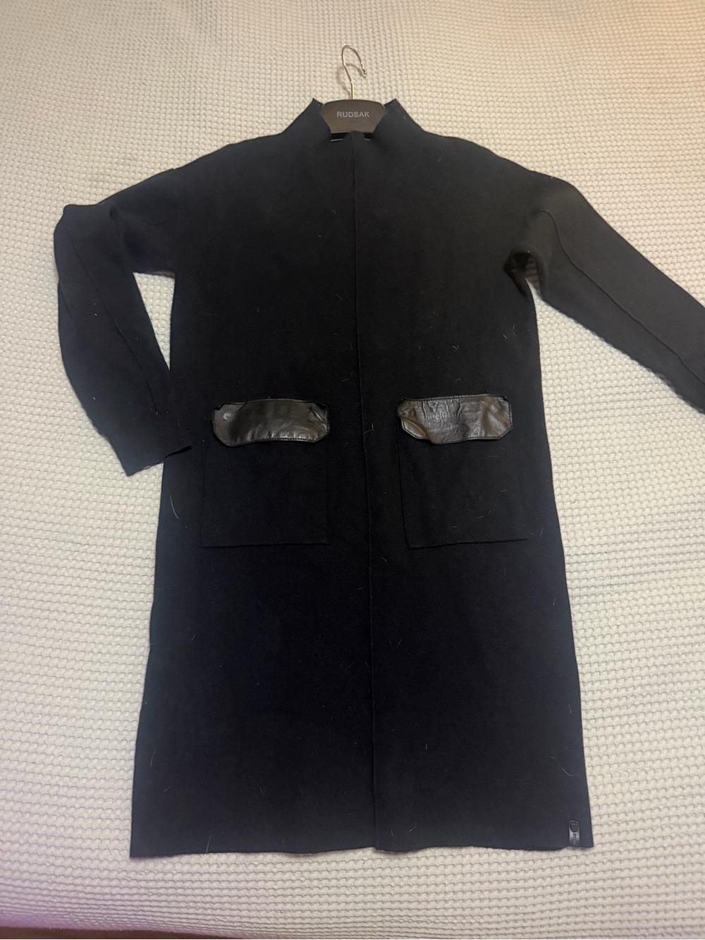 RUDSAK Black Long Coat with Minimal Collar